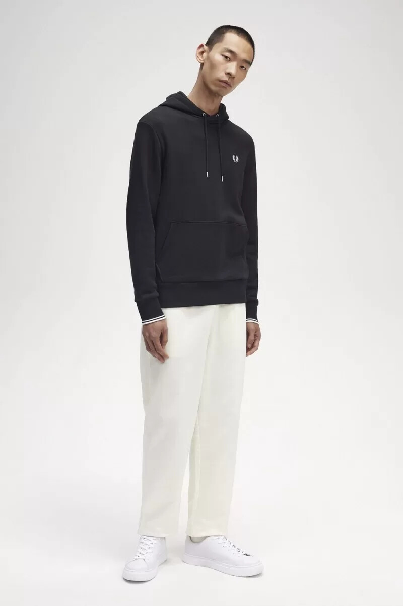 fred perry tipped hooded herrtröjor svarta