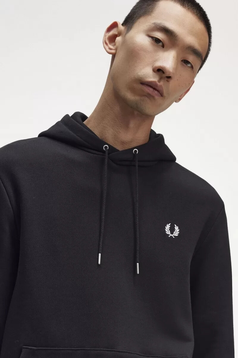 fred perry tipped hooded herrtröjor svarta