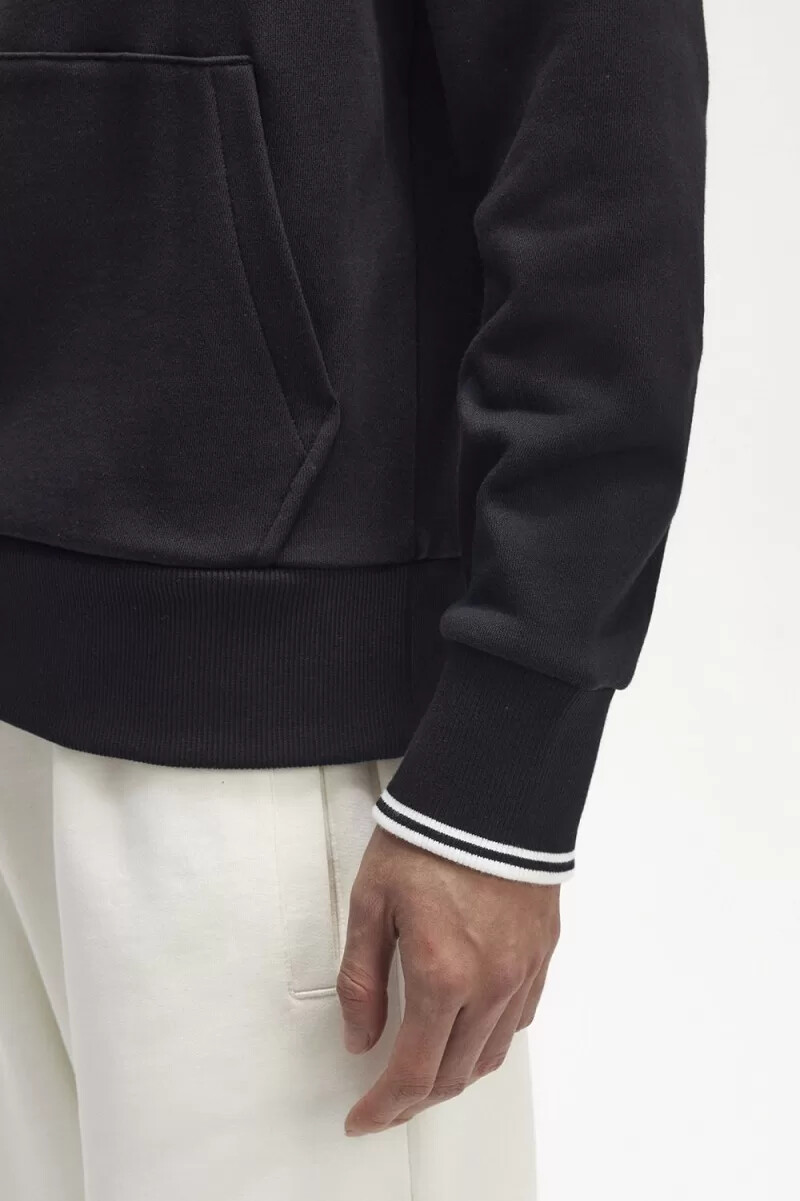 fred perry tipped hooded herrtröjor svarta