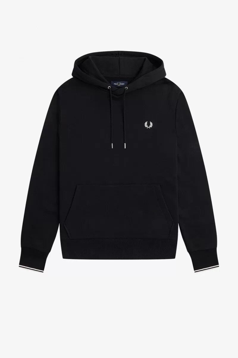 fred perry tipped hooded herrtröjor svarta