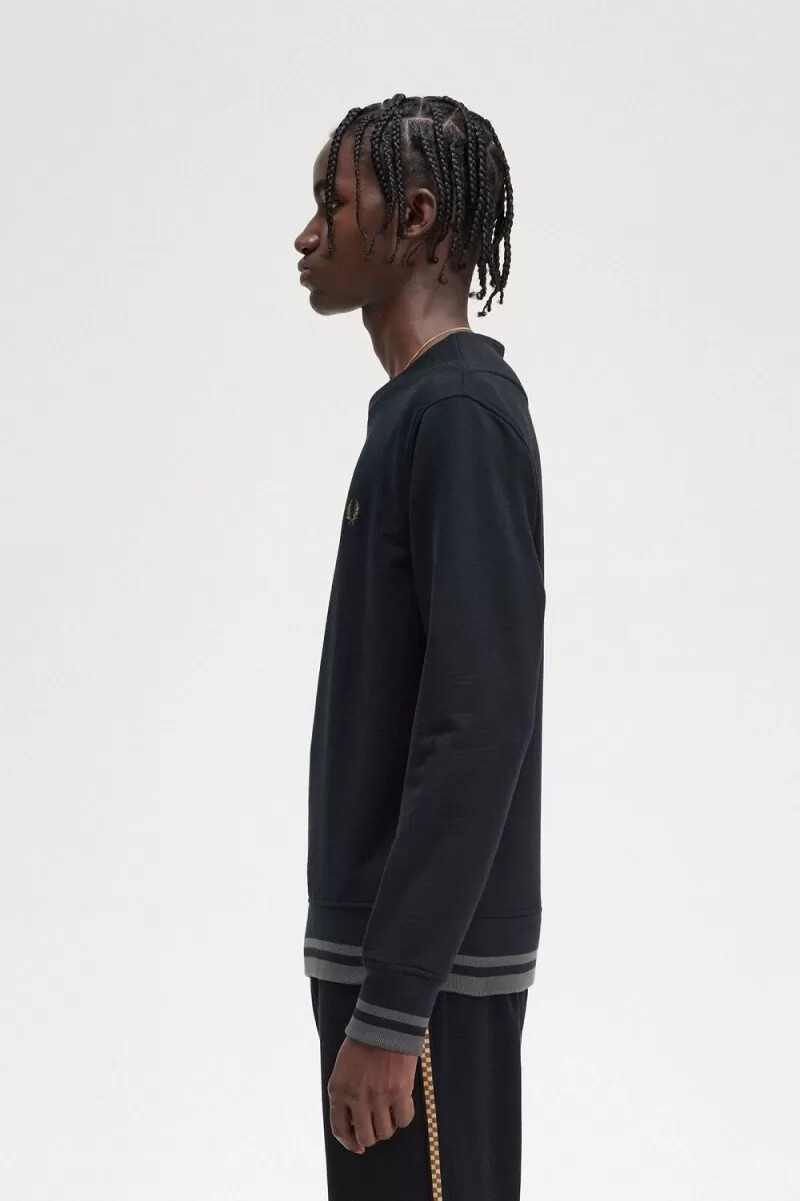 fred perry rib detalj herrtröjor svarta