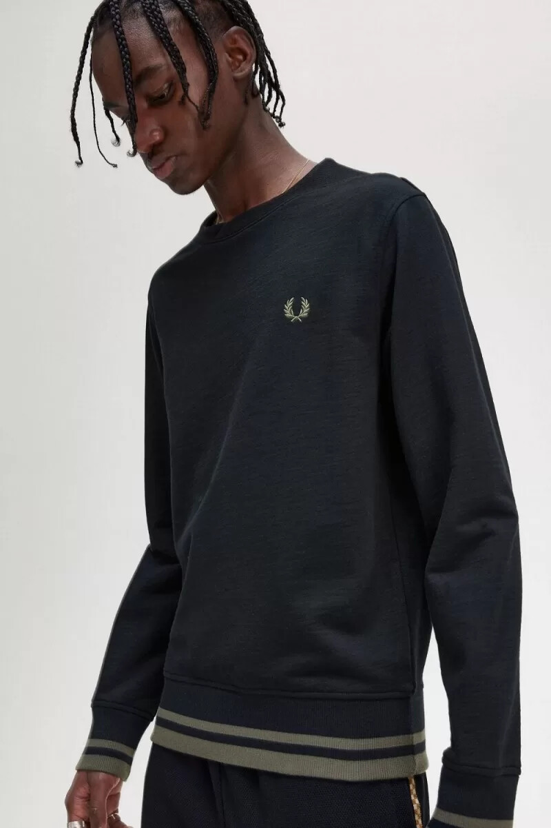 fred perry rib detalj herrtröjor svarta