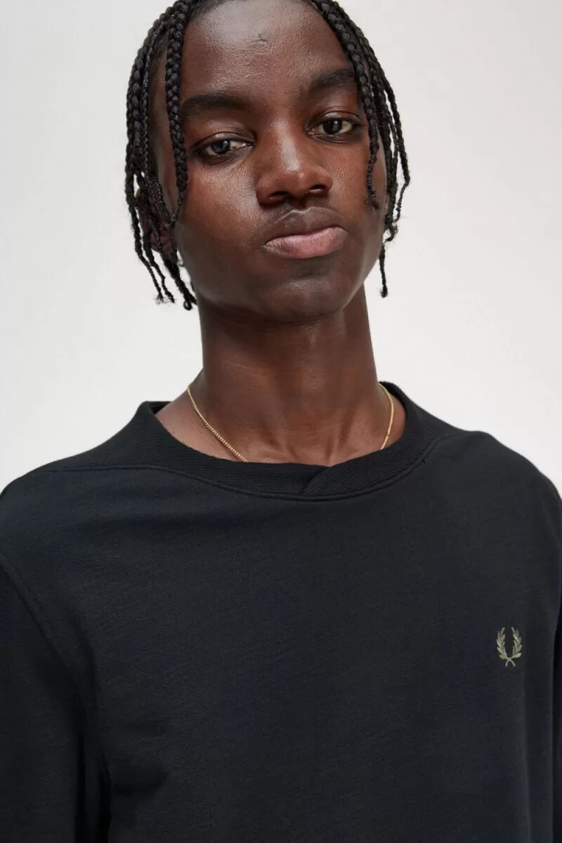 fred perry rib detalj herrtröjor svarta