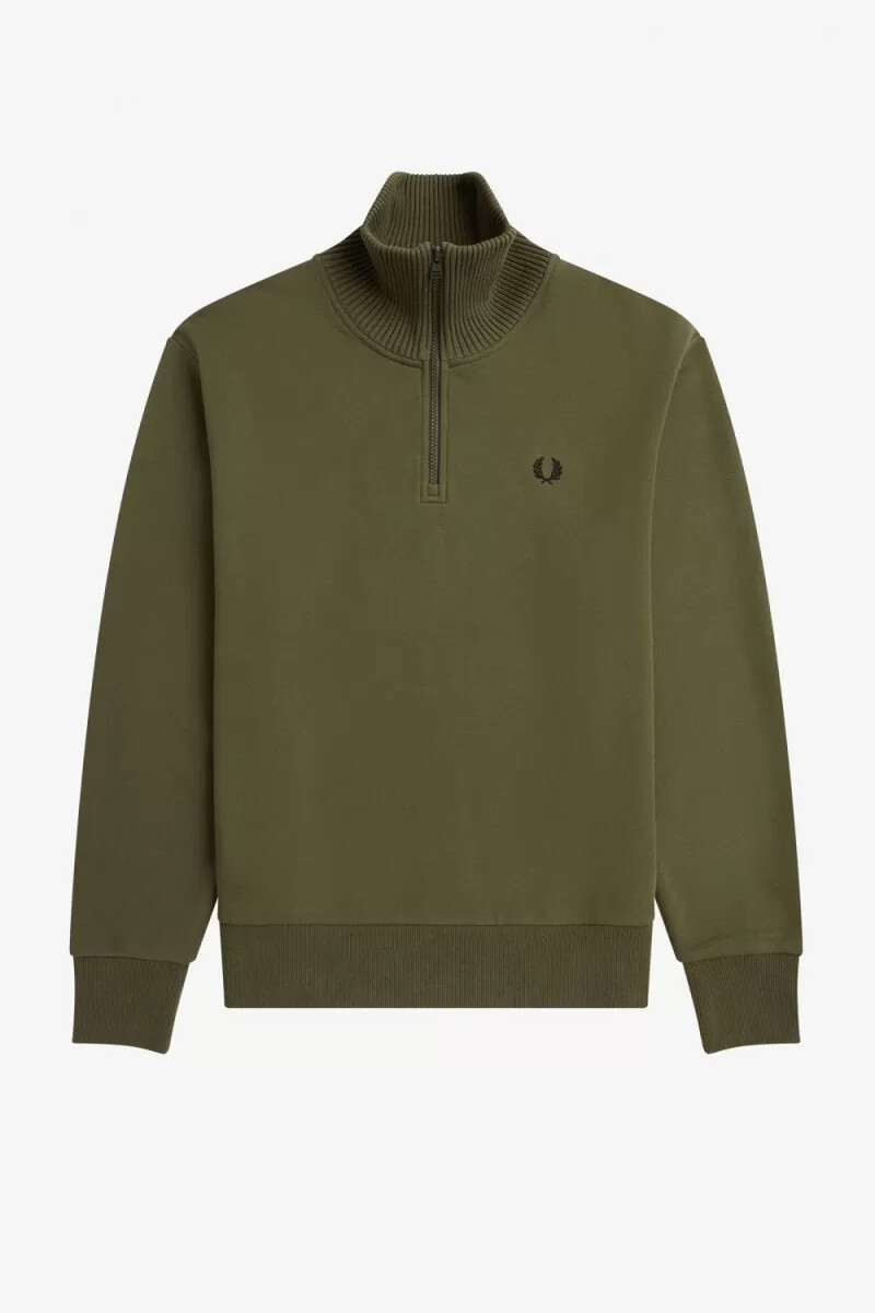 fred perry stickad trim dragkedja herrtröjor uniform grön