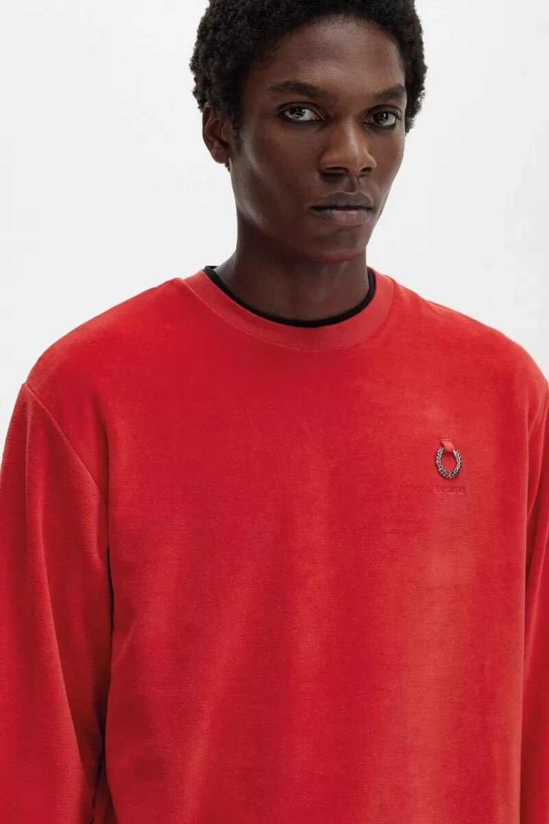 fred perry velour herrtröjor röda