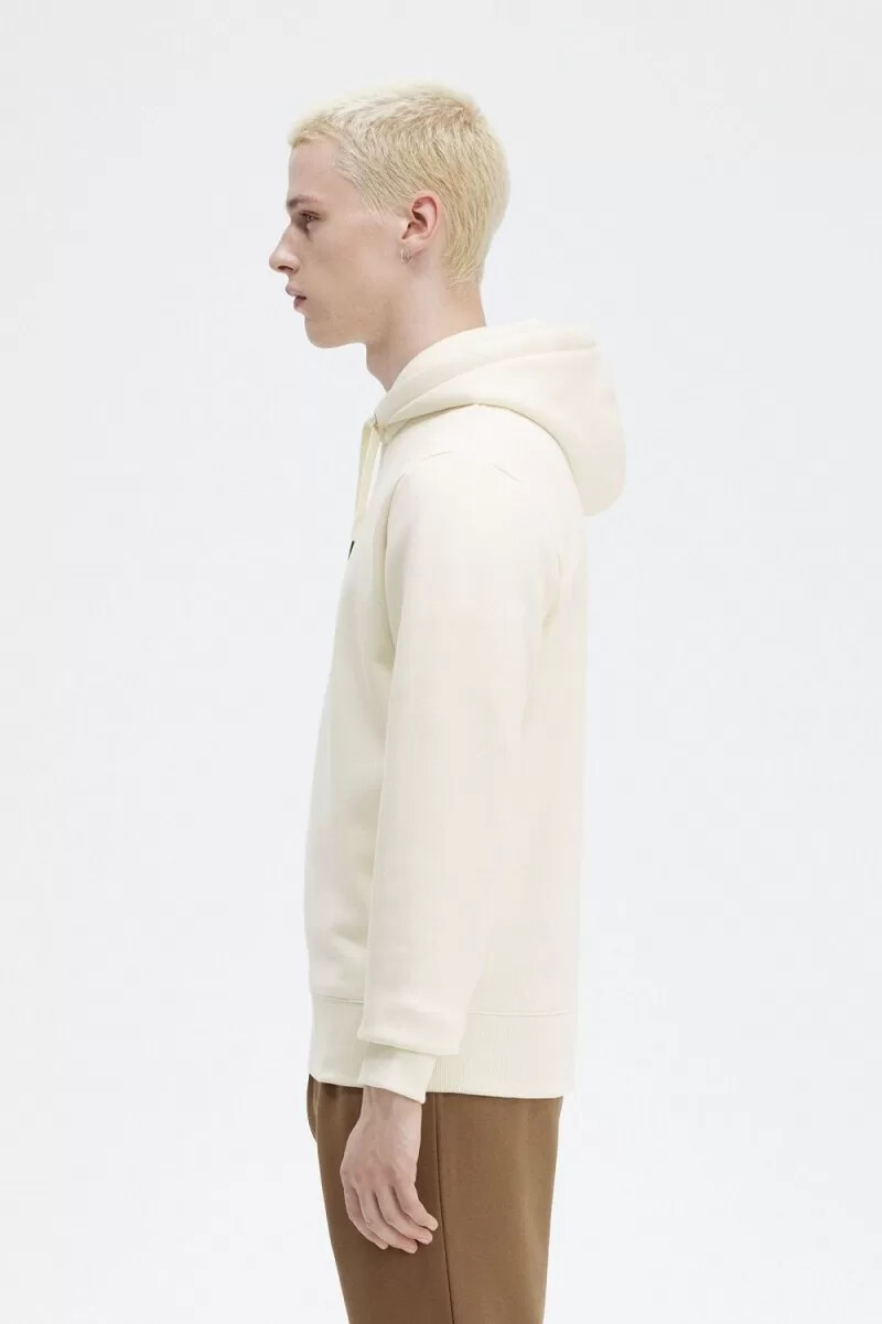 fred perry broderad huvtröja herr beige