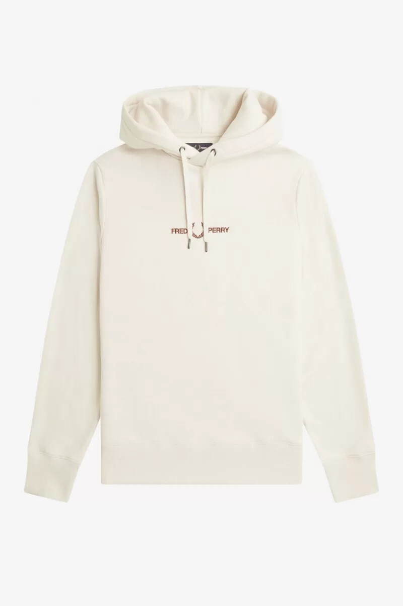 fred perry broderad huvtröja herr beige