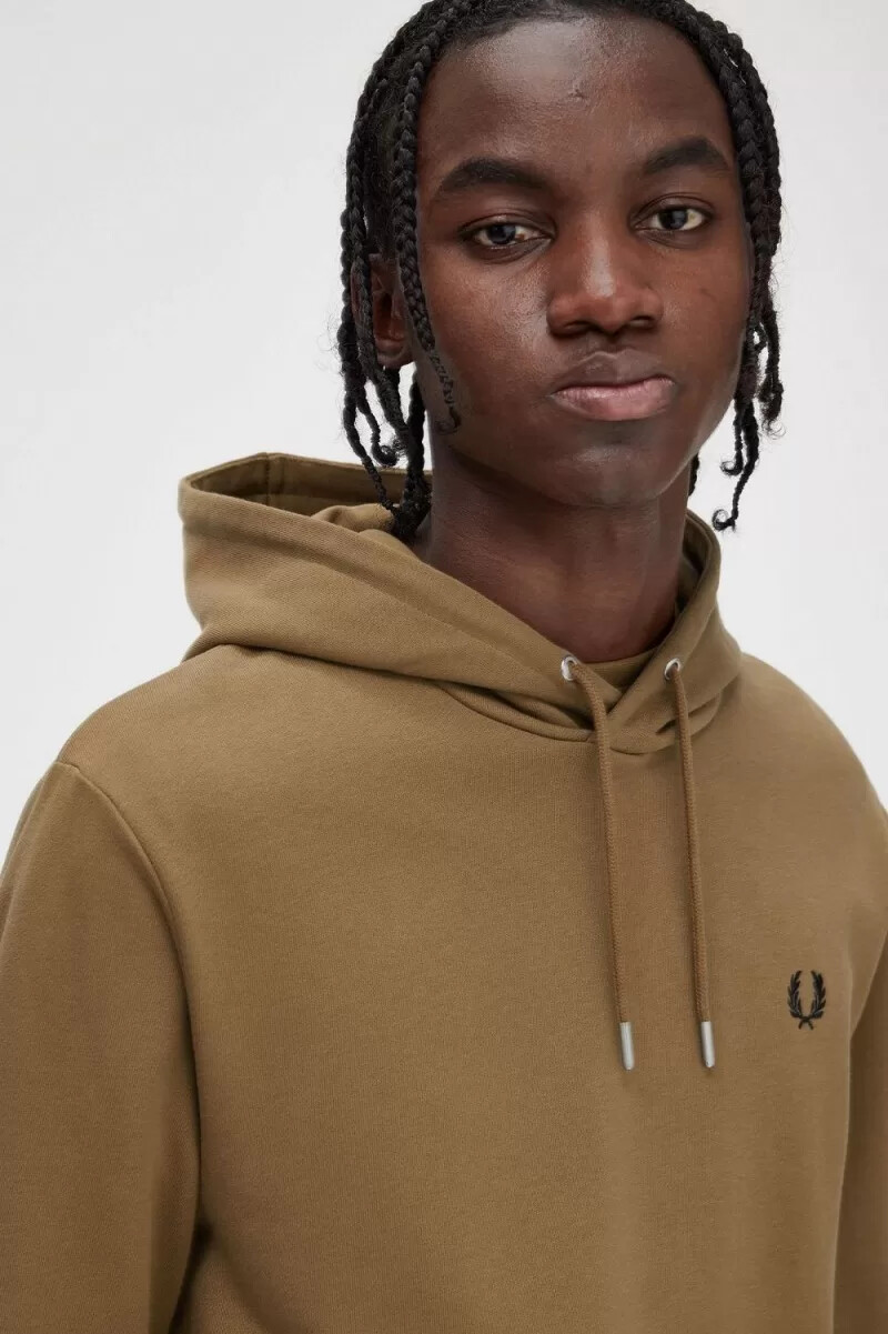 fred perry tipped hooded herrtröjor brun bränd tobak