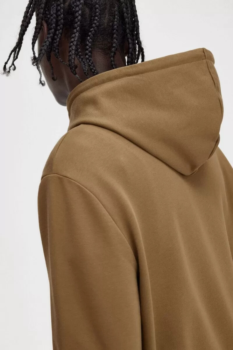 fred perry tipped hooded herrtröjor brun bränd tobak