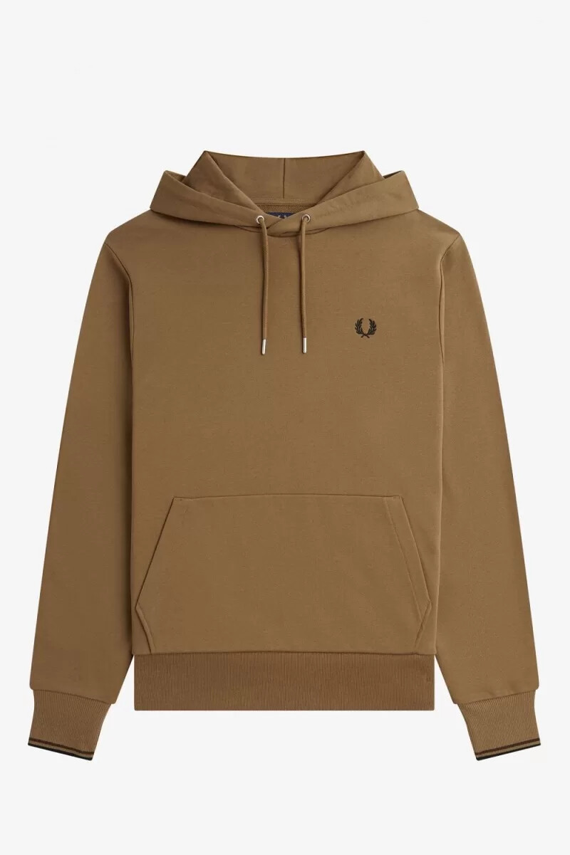fred perry tipped hooded herrtröjor brun bränd tobak
