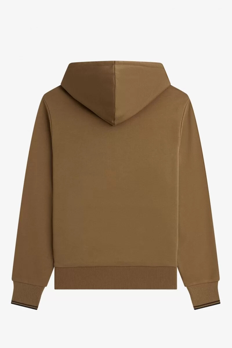 fred perry tipped hooded herrtröjor brun bränd tobak