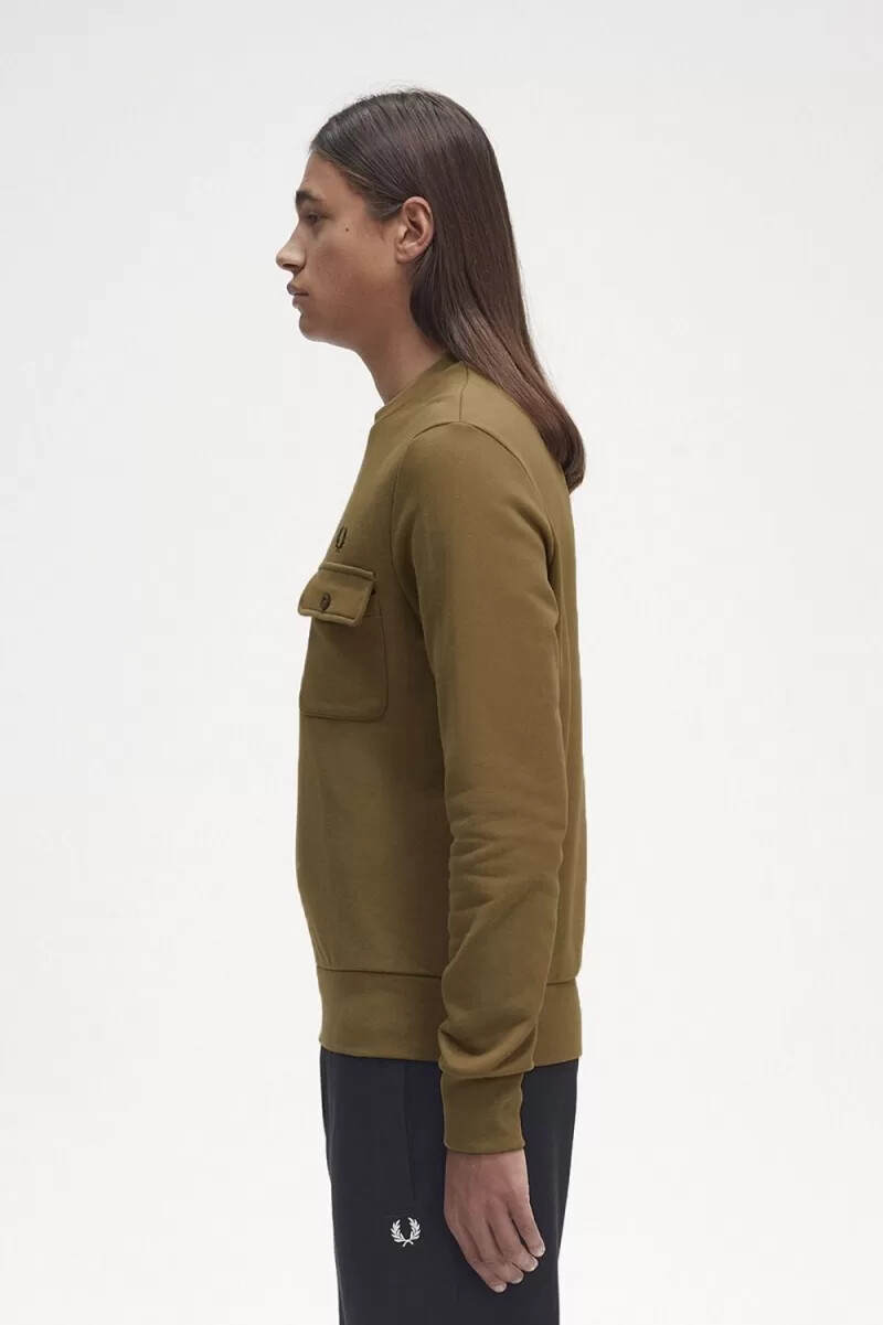 fred perry pocket detalj rund hals herrtröjor bruna