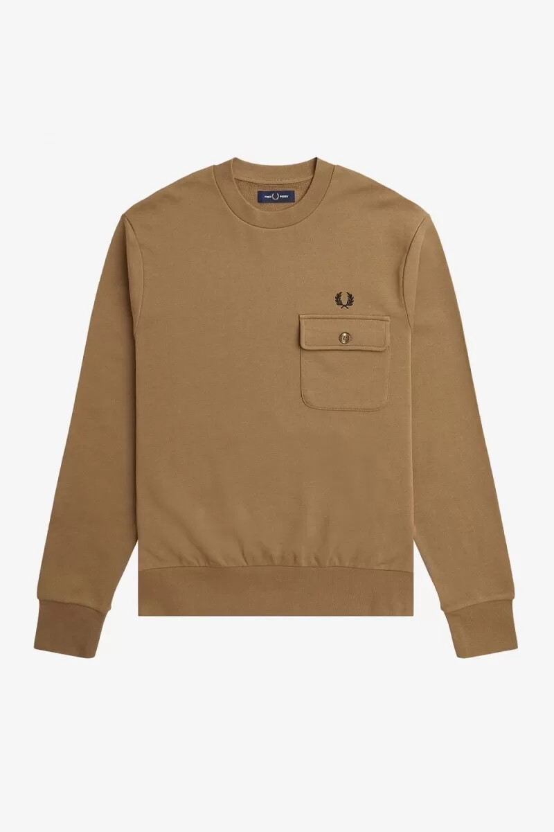fred perry pocket detalj rund hals herrtröjor bruna