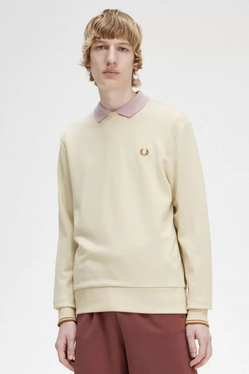 fred perry rundhalsad herrtröja havregryn