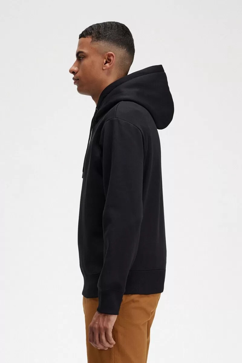 fred perry broderad huvtröja herr svart