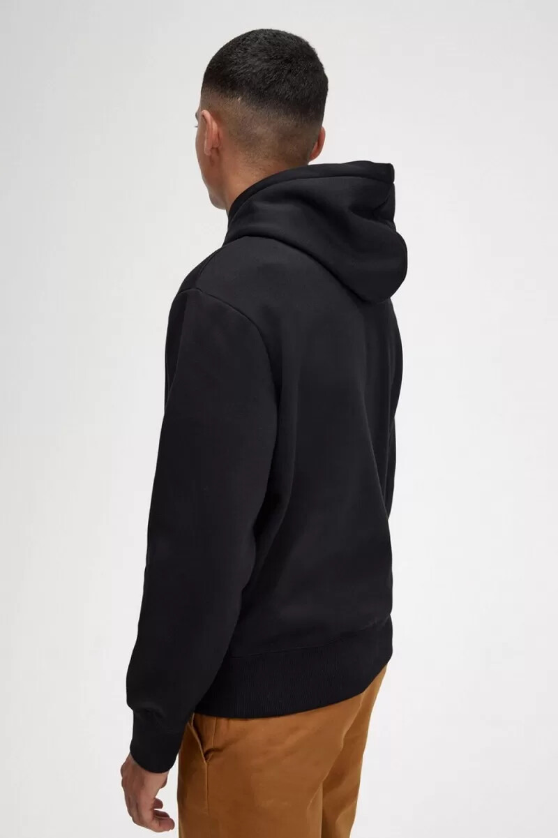 fred perry broderad huvtröja herr svart