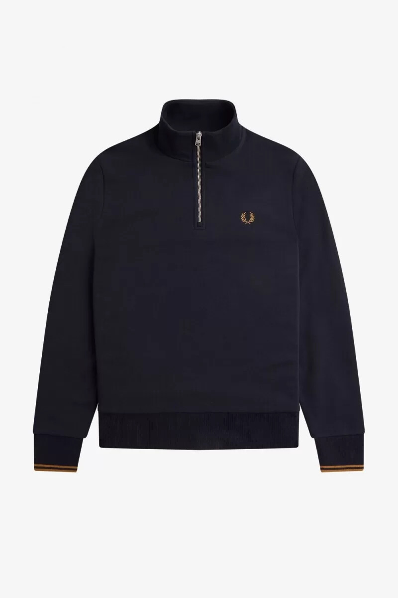 fred perry half zip herrtröjor marinblå mörk kaffe