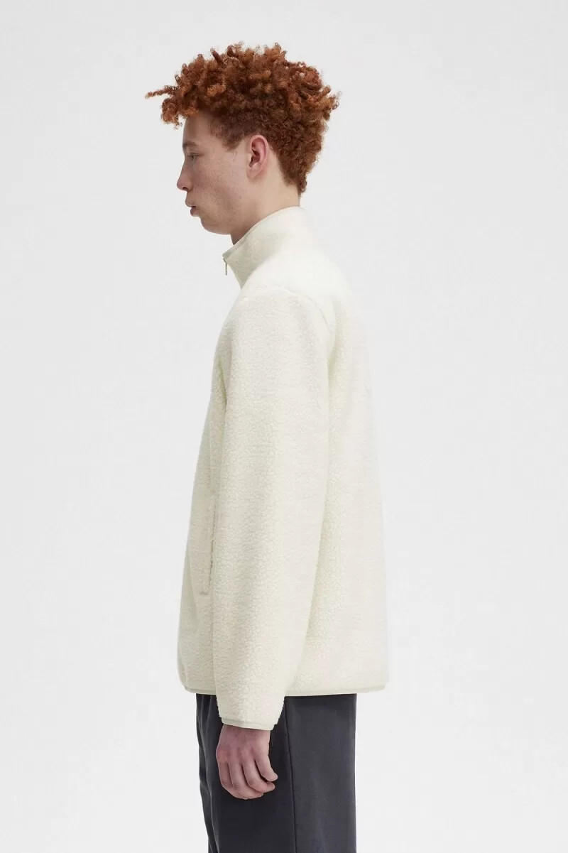 fred perry zip through borg fleece herrtröjor beige