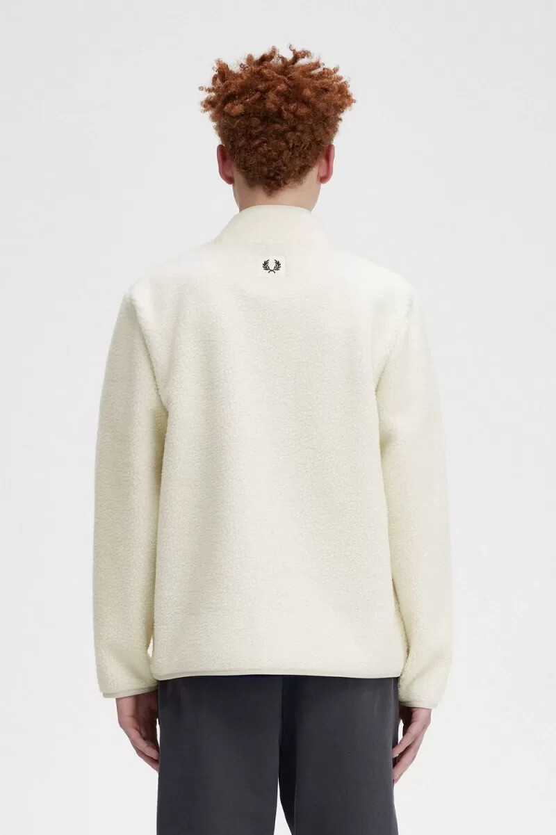 fred perry zip through borg fleece herrtröjor beige