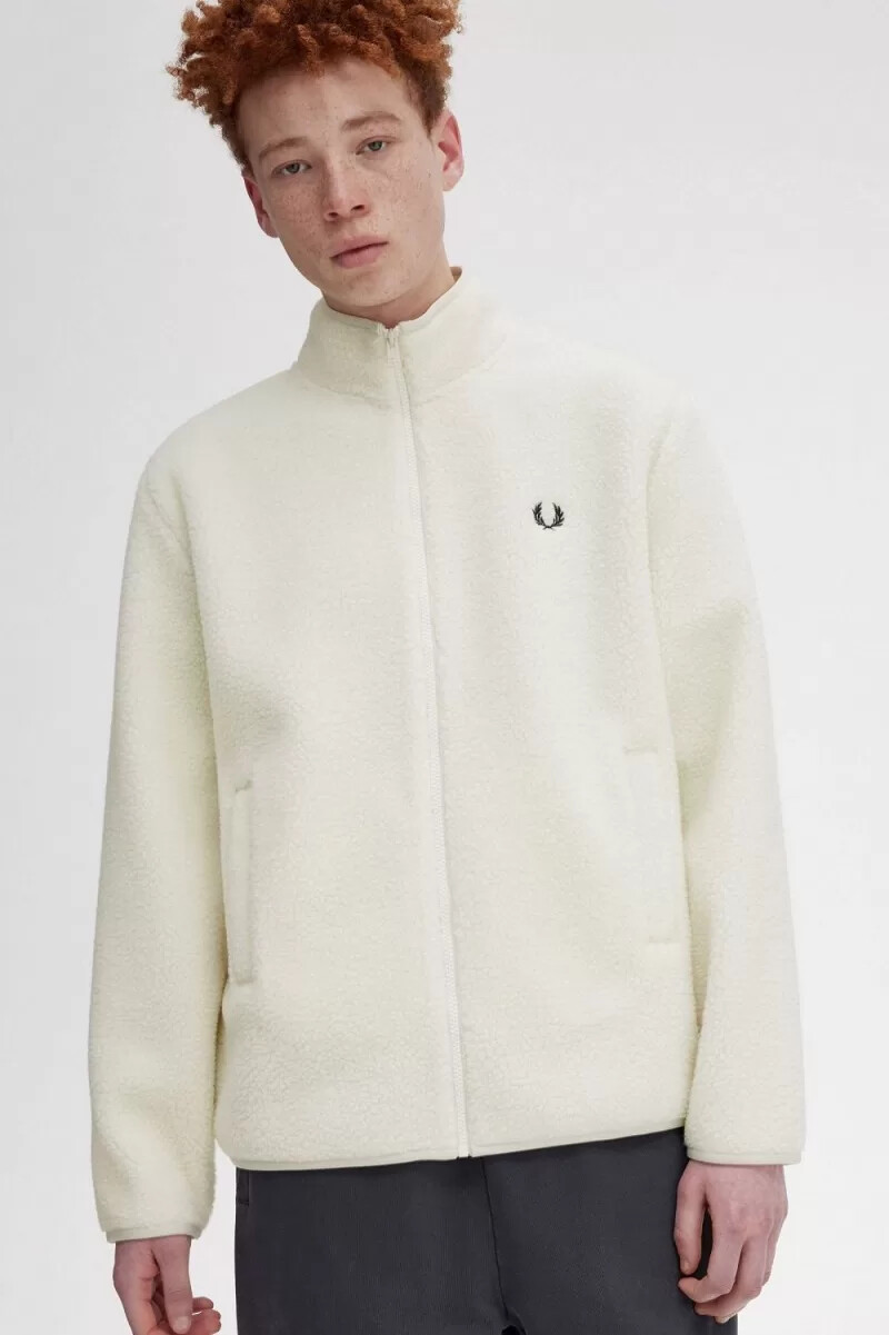 fred perry zip through borg fleece herrtröjor beige