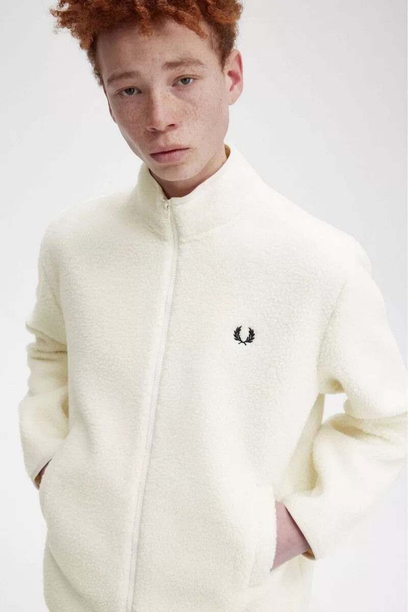 fred perry zip through borg fleece herrtröjor beige