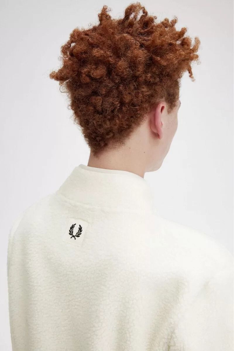 fred perry zip through borg fleece herrtröjor beige
