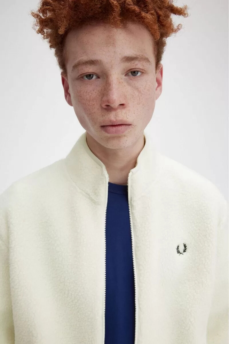 fred perry zip through borg fleece herrtröjor beige
