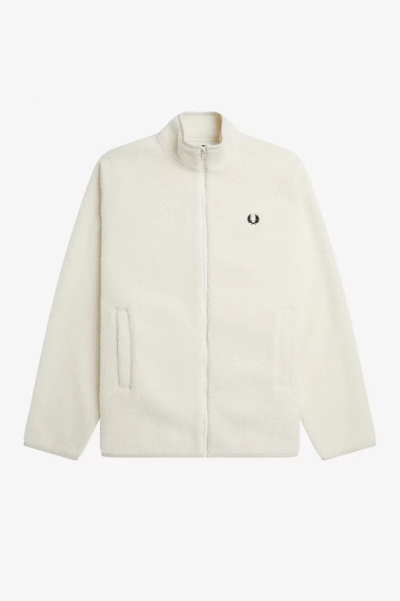 fred perry zip through borg fleece herrtröjor beige