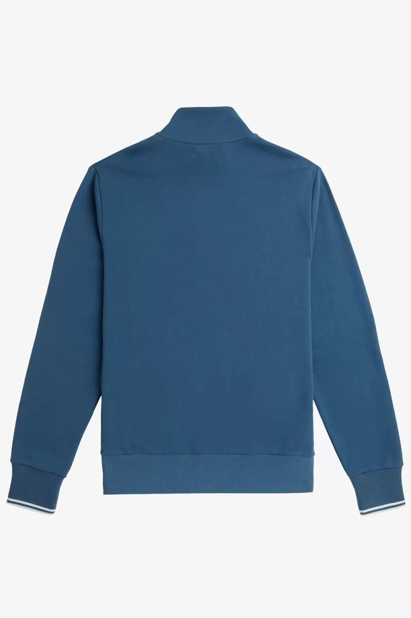 fred perry herrtröjor med halv dragkedja midnattsblå ljus aqua