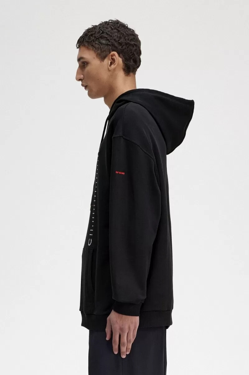 fred perry mönstrade huvtröjor herr svarta