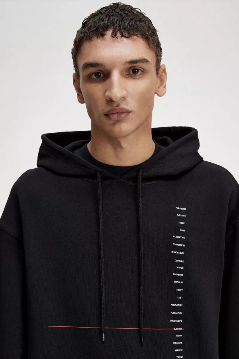 fred perry mönstrade huvtröjor herr svarta