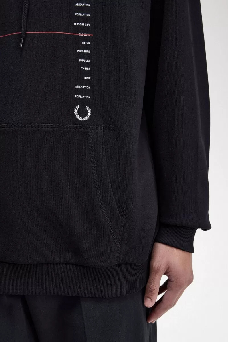 fred perry mönstrade huvtröjor herr svarta