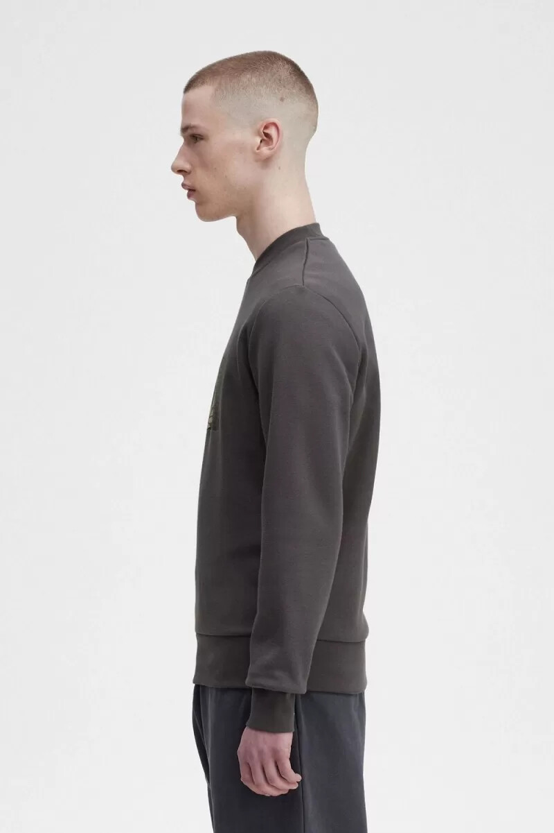fred perry layered graphic herrtröjor gunmetal