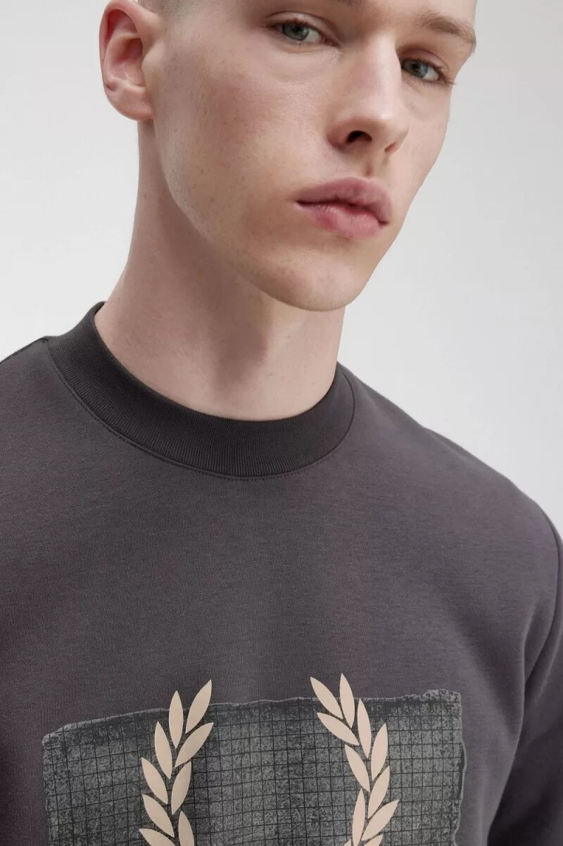 fred perry layered graphic herrtröjor gunmetal