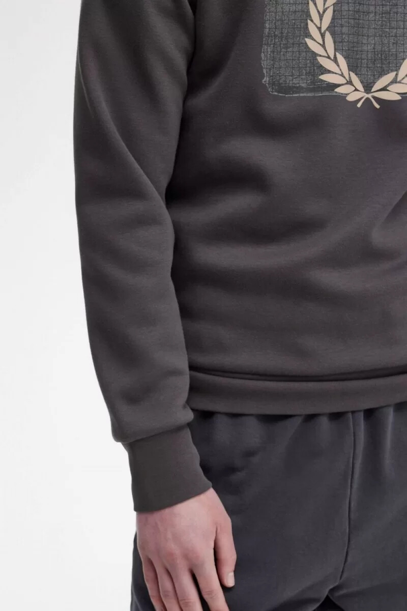 fred perry layered graphic herrtröjor gunmetal