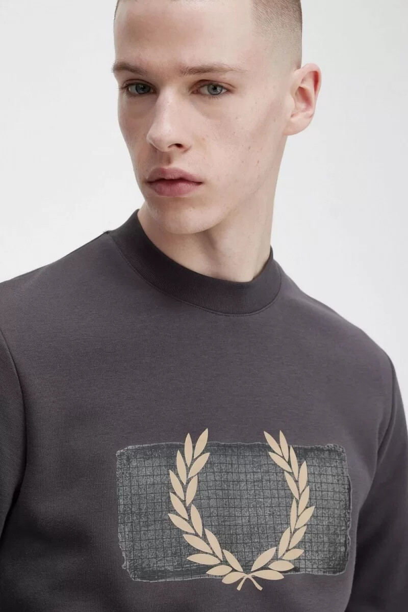 fred perry layered graphic herrtröjor gunmetal