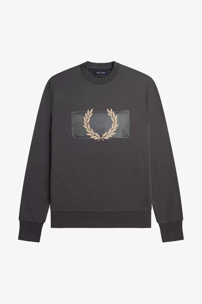 fred perry layered graphic herrtröjor gunmetal