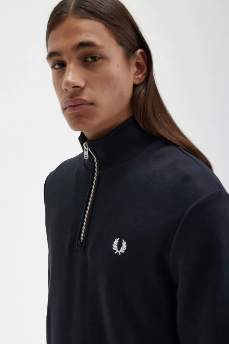 fred perry herrtröjor med halv dragkedja svarta
