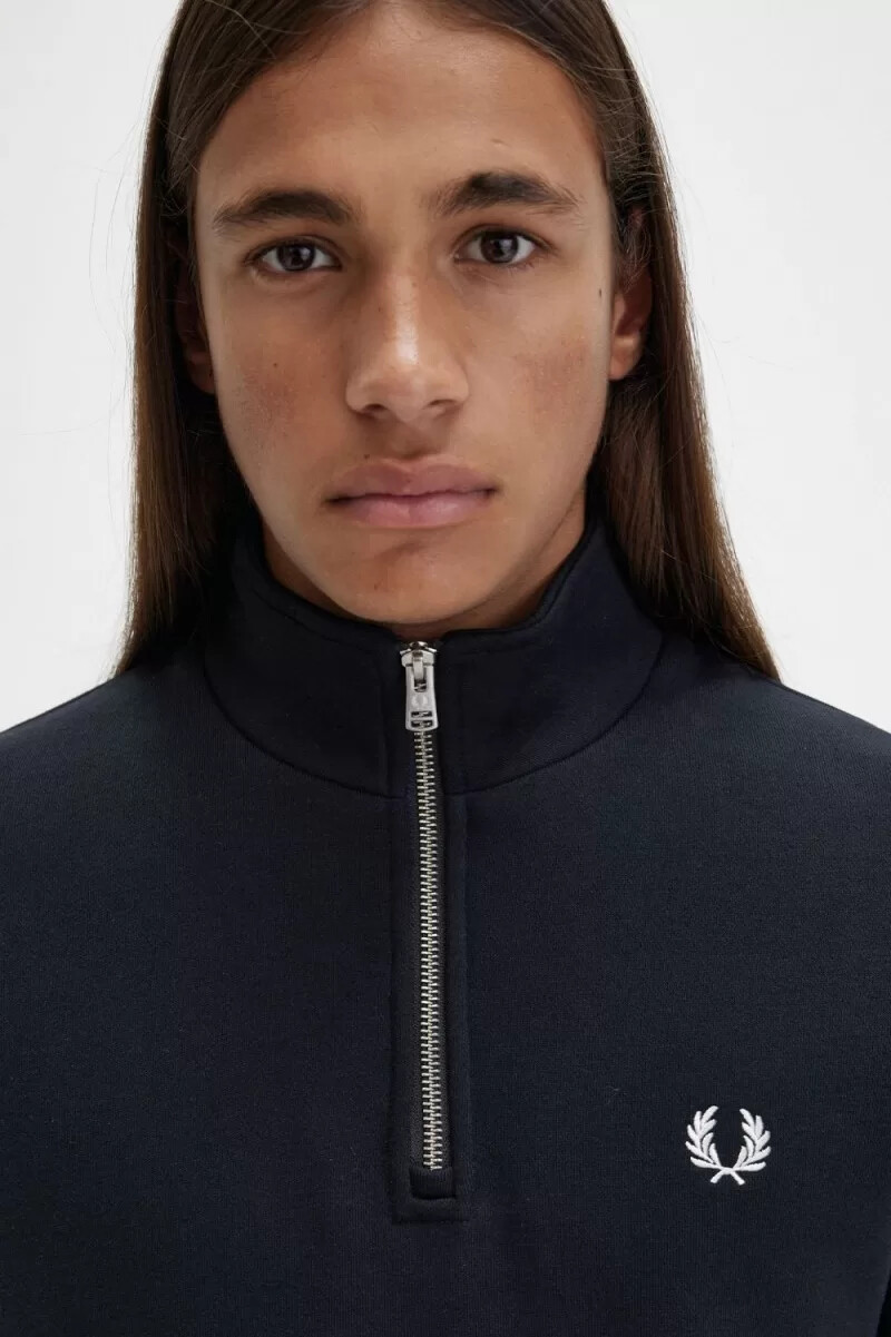 fred perry herrtröjor med halv dragkedja svarta