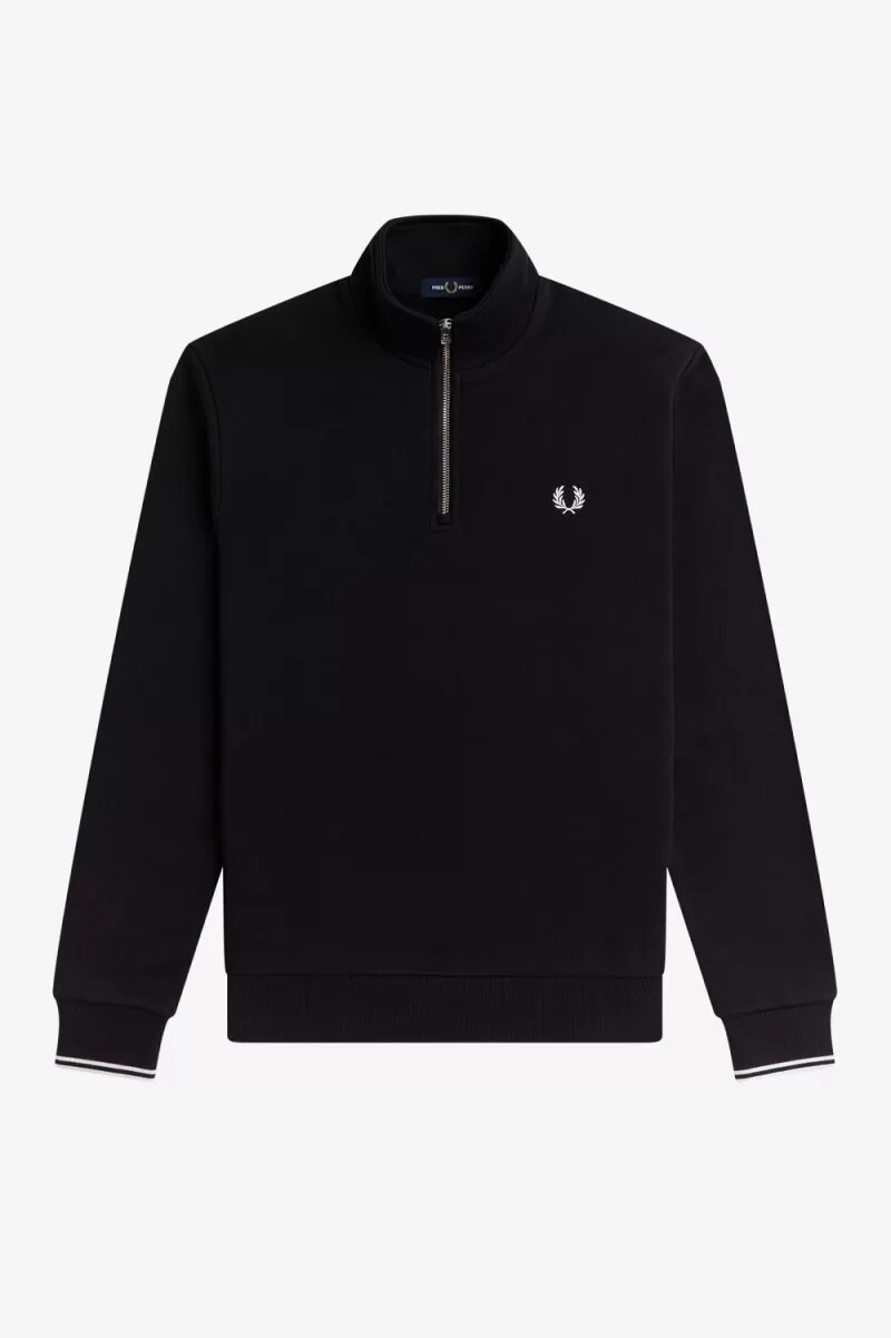 fred perry herrtröjor med halv dragkedja svarta