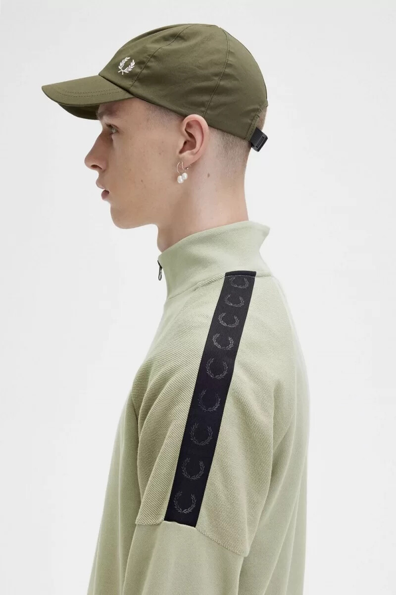 fred perry circle branding half-zip herrtröjor mintgrön