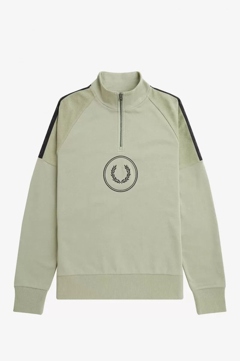 fred perry circle branding half-zip herrtröjor mintgrön
