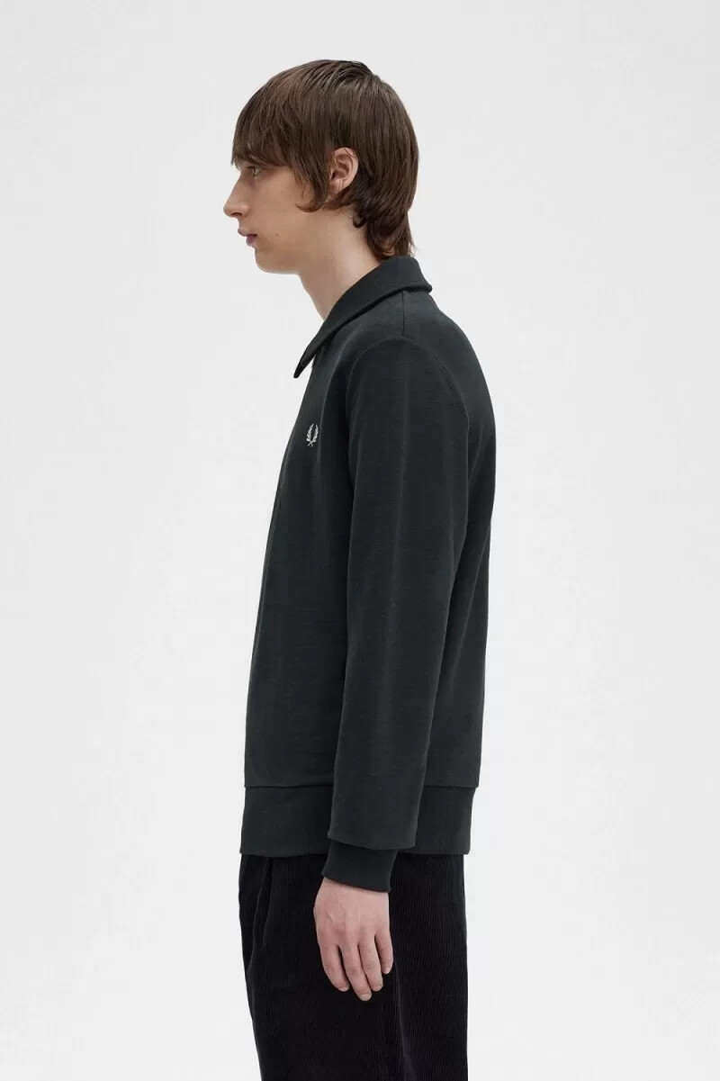 fred perry zip neck collar herrtröjor nattgrön