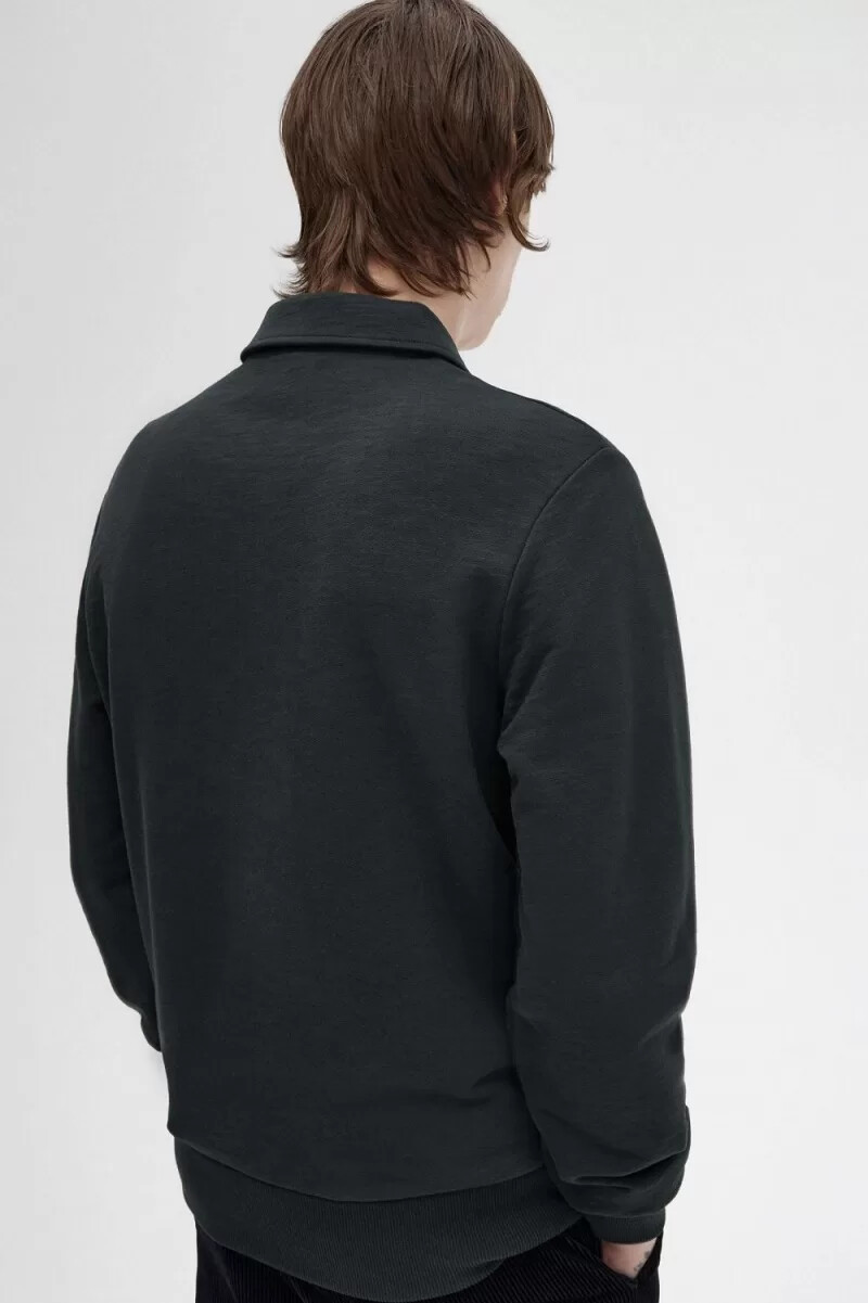 fred perry zip neck collar herrtröjor nattgrön