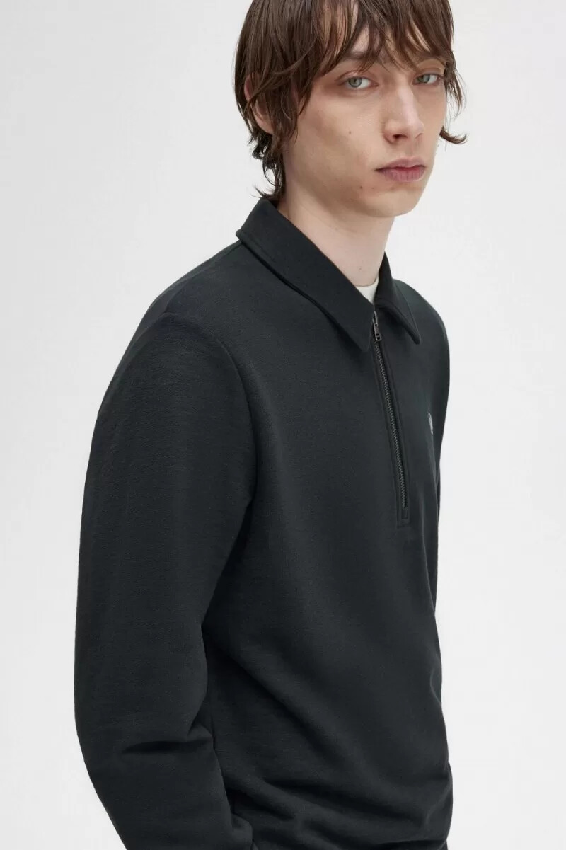 fred perry zip neck collar herrtröjor nattgrön