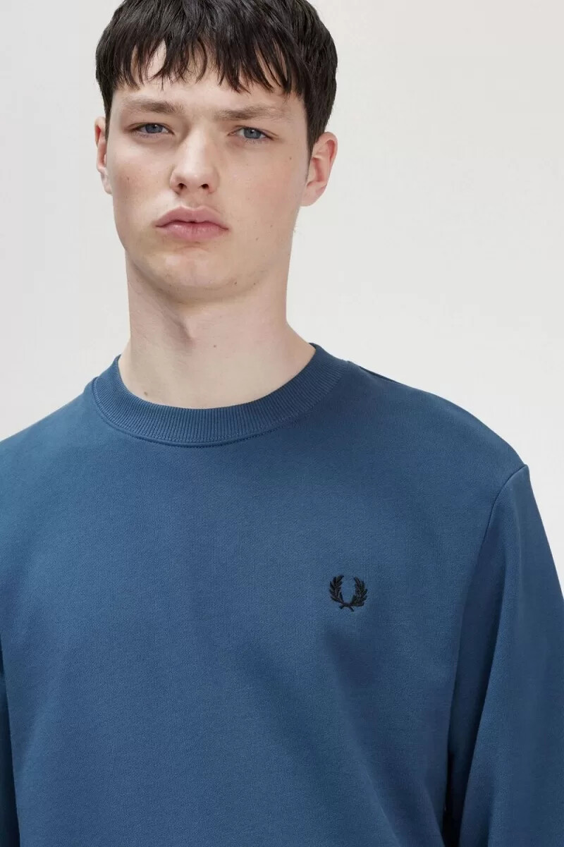 fred perry crew neck herrtröjor midnattsblå