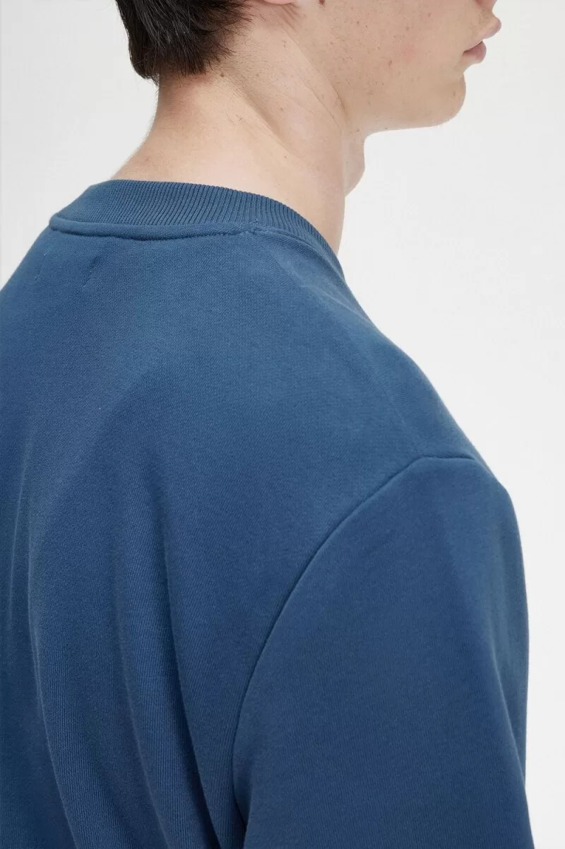 fred perry crew neck herrtröjor midnattsblå