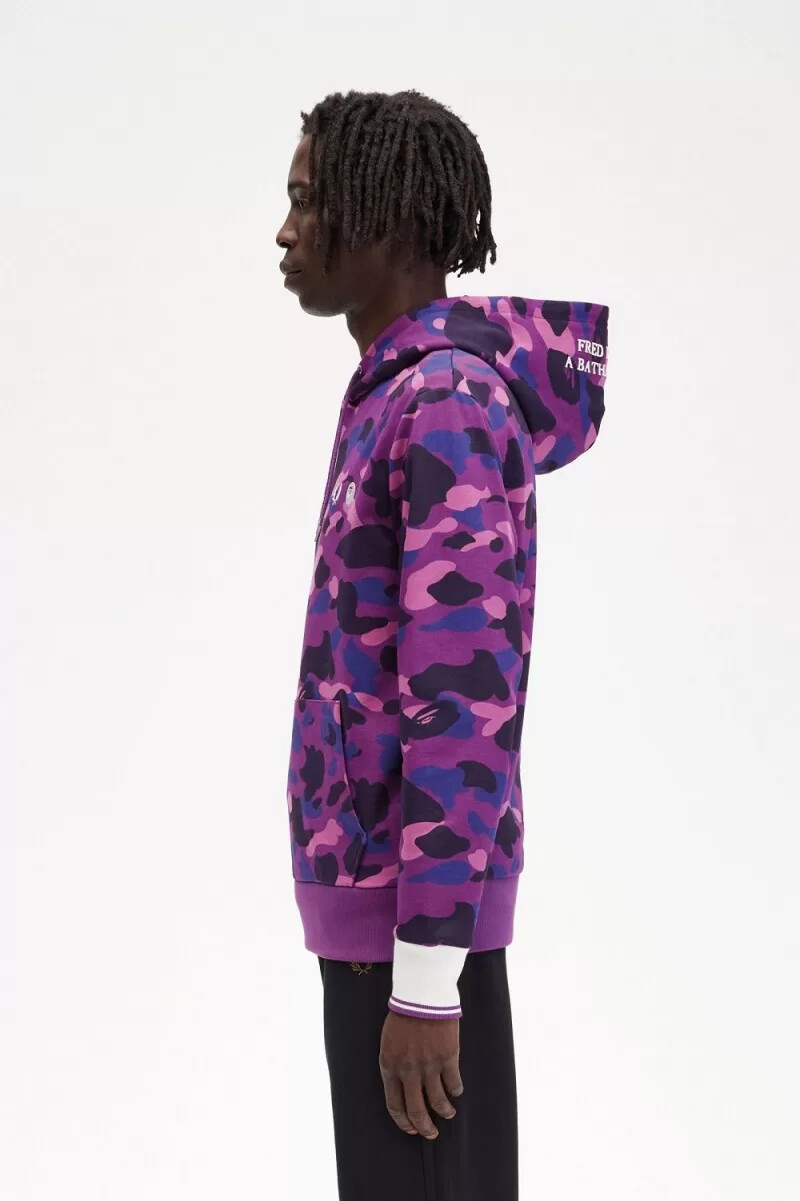 fred perry camouflage hooded herrtröjor lila