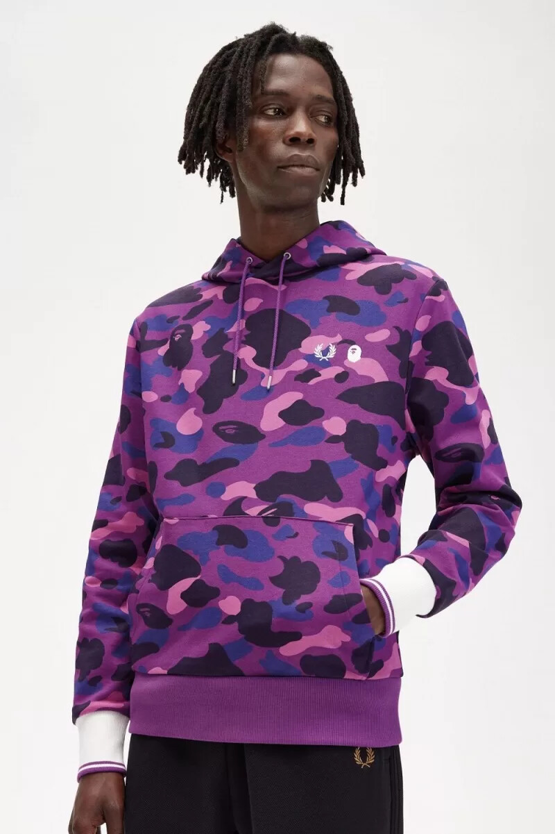 fred perry camouflage hooded herrtröjor lila