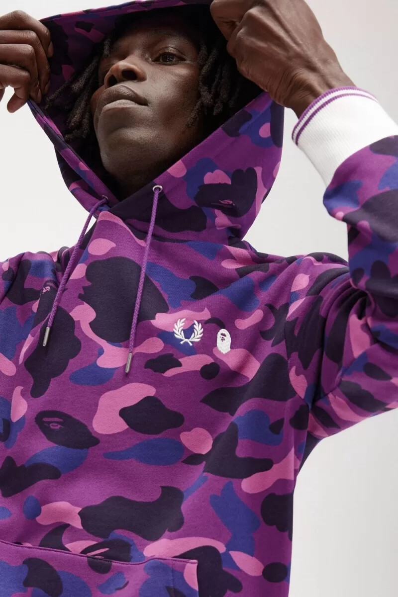 fred perry camouflage hooded herrtröjor lila